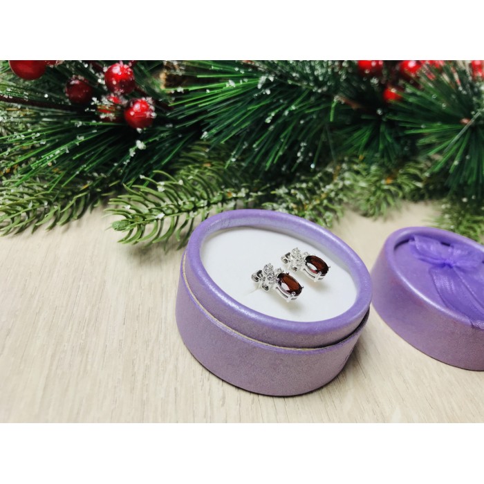 Sky Jewelry Серебряные серьги с гранатом