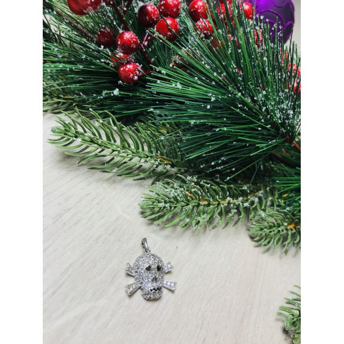 Sky Jewelry Серебряный кулон -череп  с фианитами