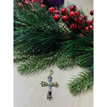 Sky Jewelry Серебряный крестик с натуральными камнями