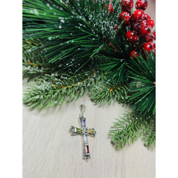 Sky Jewelry Серебряный крестик с натуральными камнями