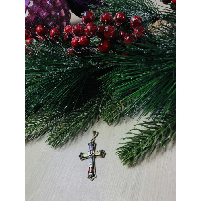 Sky Jewelry Серебряный крестик с натуральными камнями