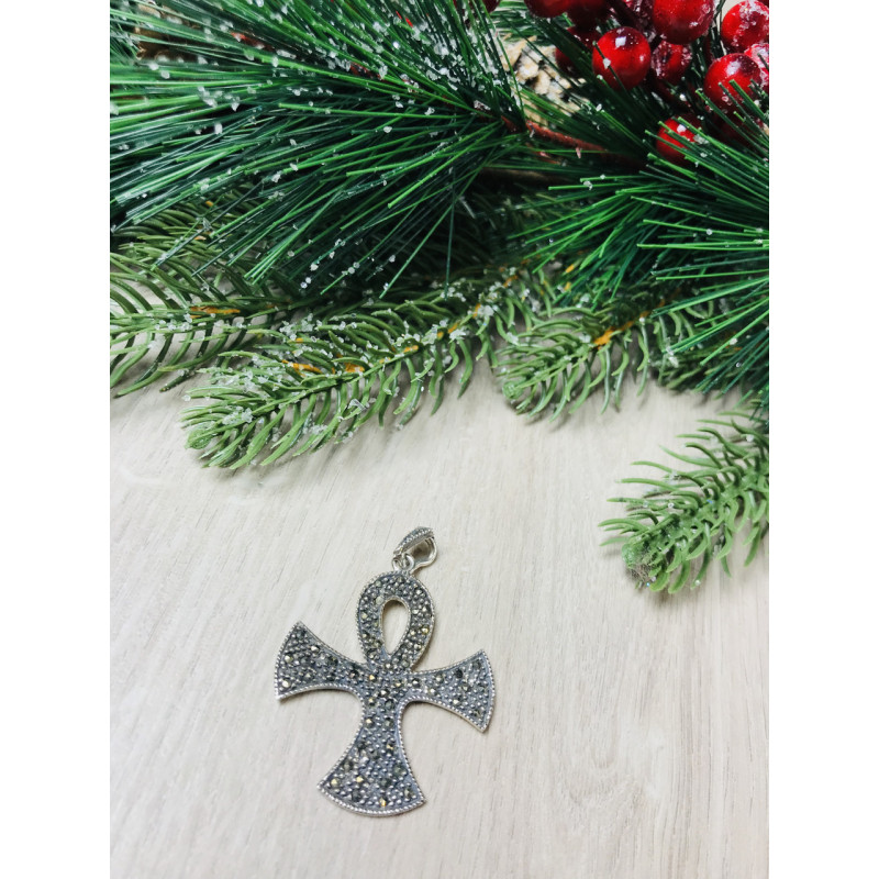 Sky Jewelry Серебряный кулон с камнями Морион