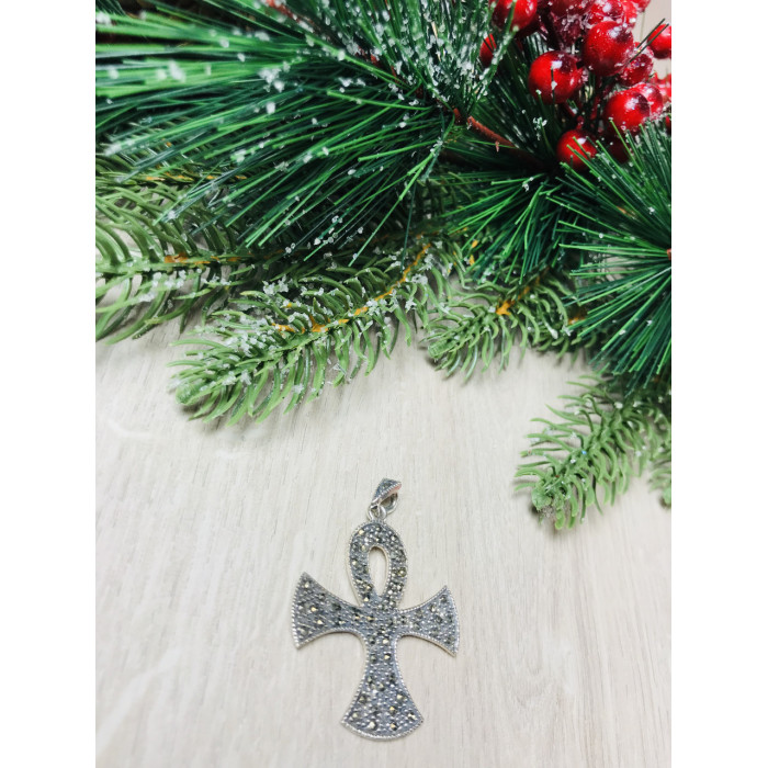 Sky Jewelry Серебряный кулон с камнями Морион