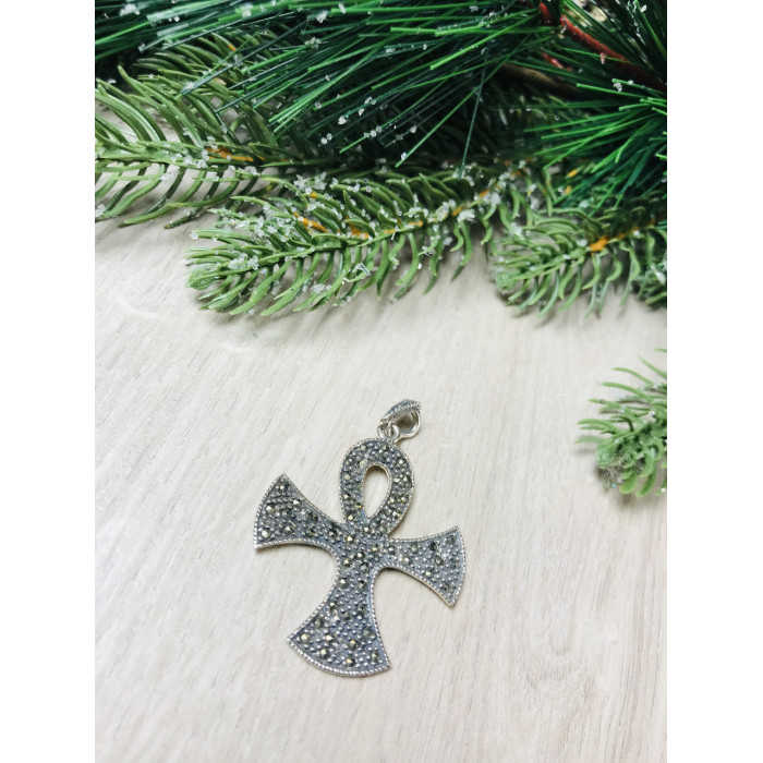 Sky Jewelry Серебряный кулон с камнями Морион