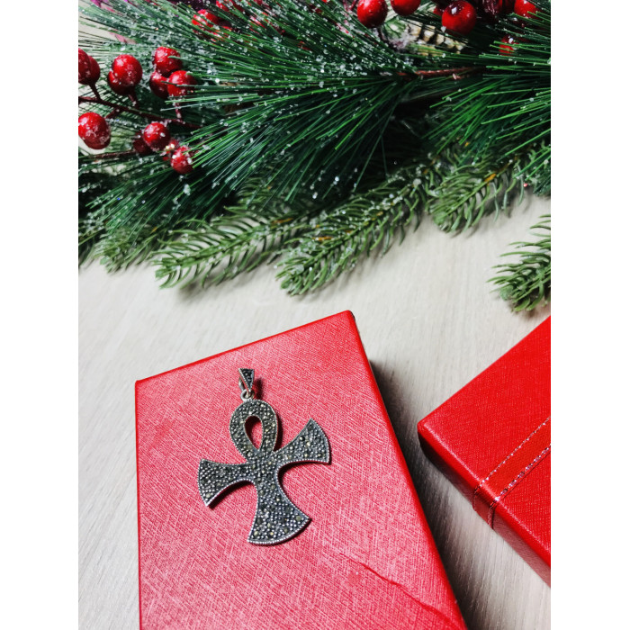 Sky Jewelry Серебряный кулон с камнями Морион