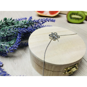 Sky Jewelry Серебряная цепочка с кулоном бабочка ( камни черная Шпинель )