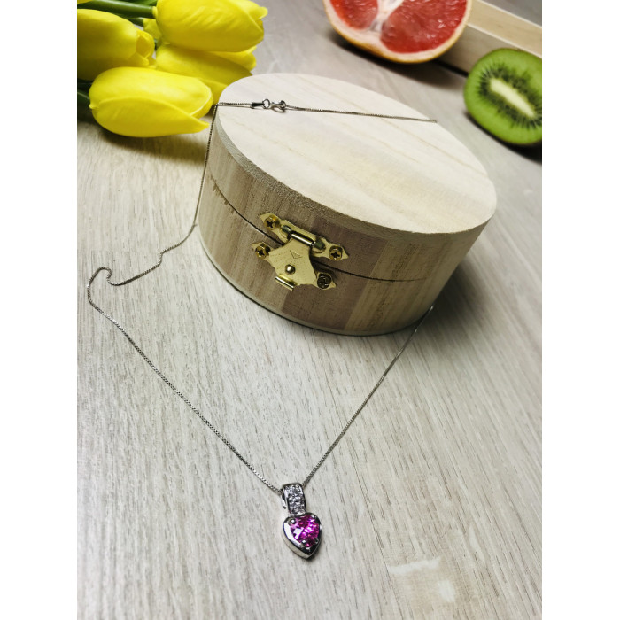 Sky Jewelry Серебряная цепочка с кулоном камень Морганит