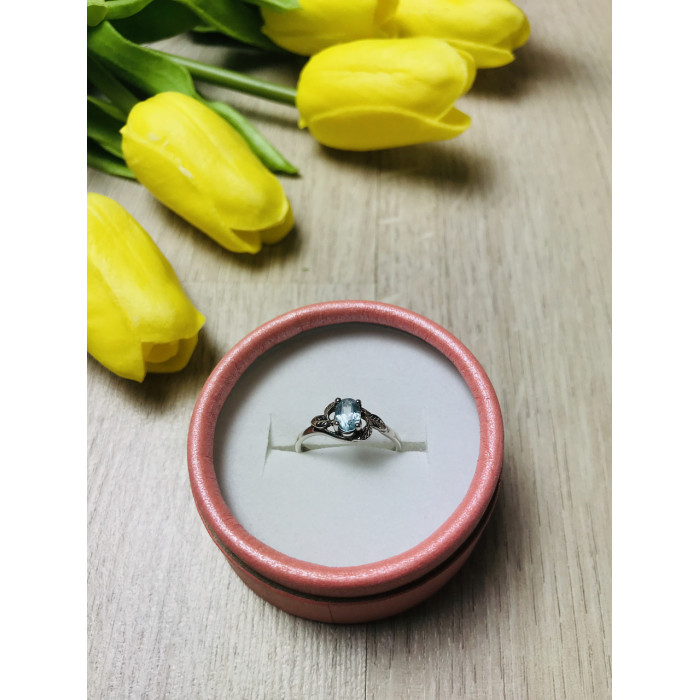 Sky Jewelry Серебряное кольцо с камнем голубая Шпинель