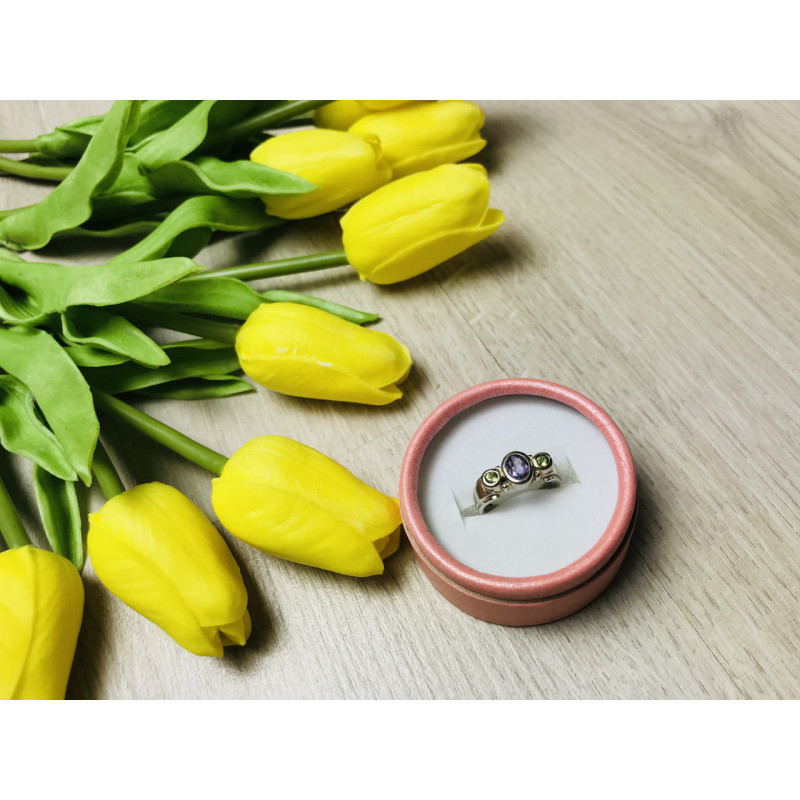 Sky Jewelry Серебряное кольцо с камнем сиреневый Турмалин