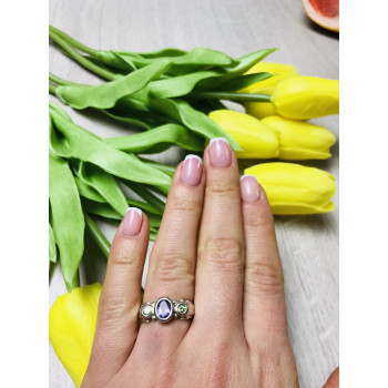 Sky Jewelry Серебряное кольцо с камнем сиреневый Турмалин