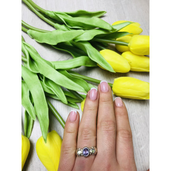 Sky Jewelry Серебряное кольцо с камнем сиреневый Турмалин