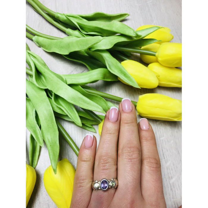 Sky Jewelry Серебряное кольцо с камнем сиреневый Турмалин