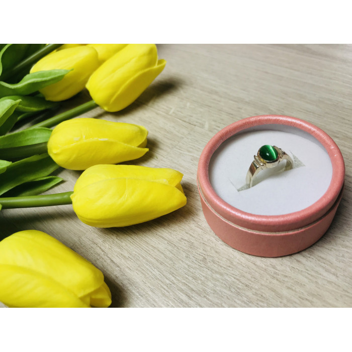 Sky Jewelry Серебряное кольцо с зеленым агатом