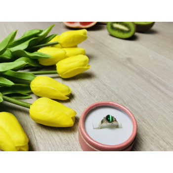 Sky Jewelry Серебряное кольцо с зеленым агатом