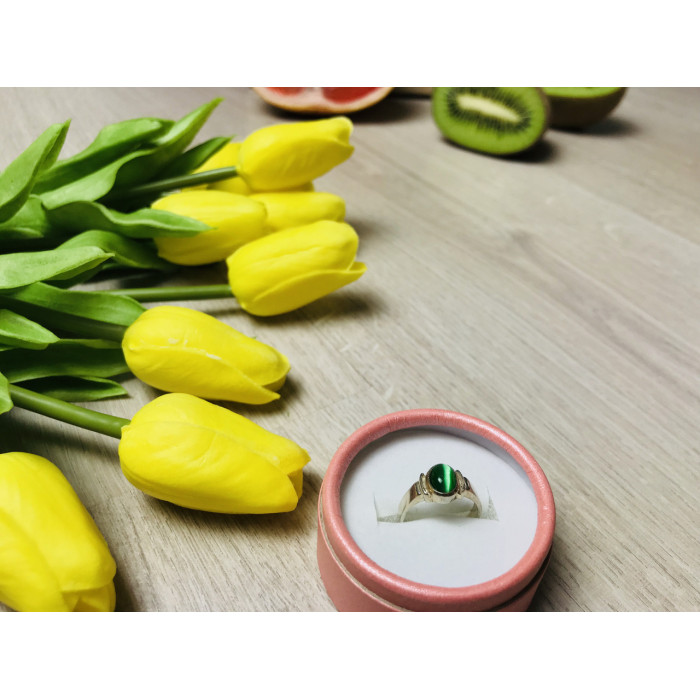 Sky Jewelry Серебряное кольцо с зеленым агатом