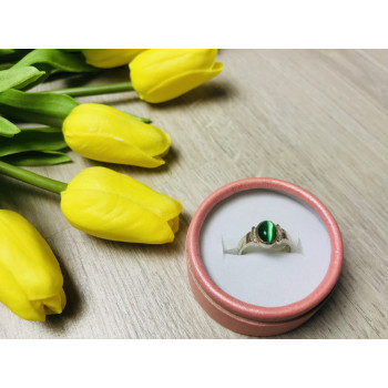 Sky Jewelry Серебряное кольцо с зеленым агатом