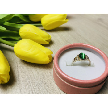 Sky Jewelry Серебряное кольцо с зеленым агатом