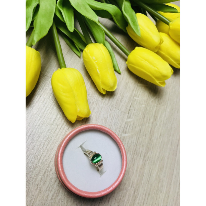 Sky Jewelry Серебряное кольцо с зеленым агатом