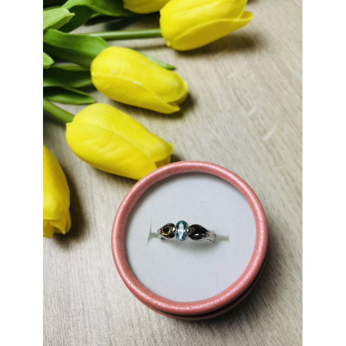 Sky Jewelry Серебряное кольцо с камнем голубая Шпинель