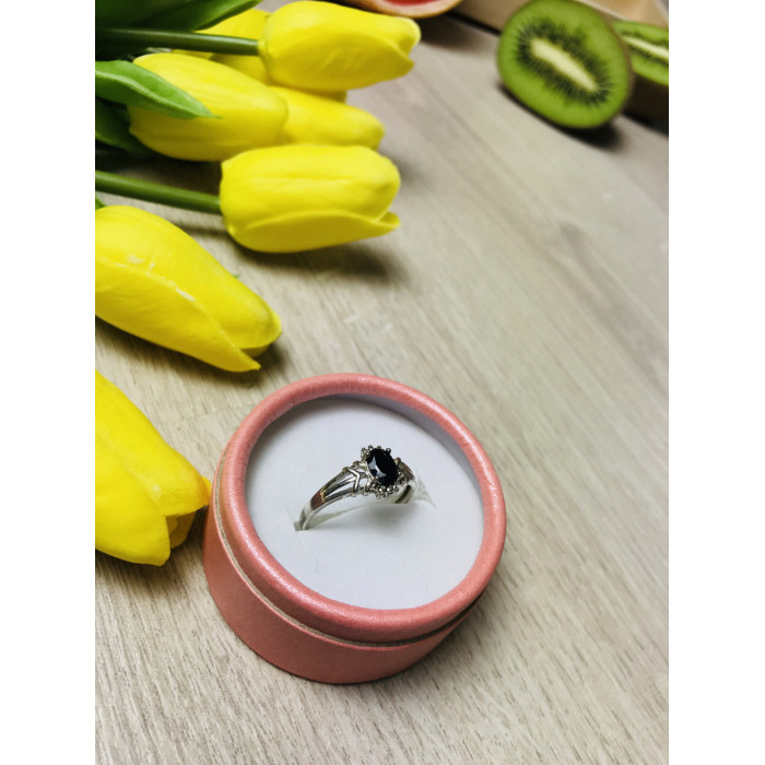 Sky Jewelry Серебряное кольцо с камнем Черная Шпинель