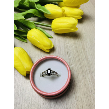 Sky Jewelry Серебряное кольцо с камнем Черная Шпинель