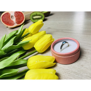 Sky Jewelry Серебряное кольцо с камнем голубая Шпинель и черный кварцем