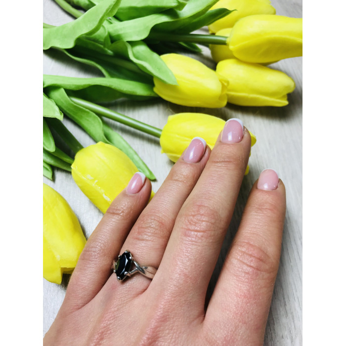 Sky Jewelry Серебряное кольцо с черным нефритом