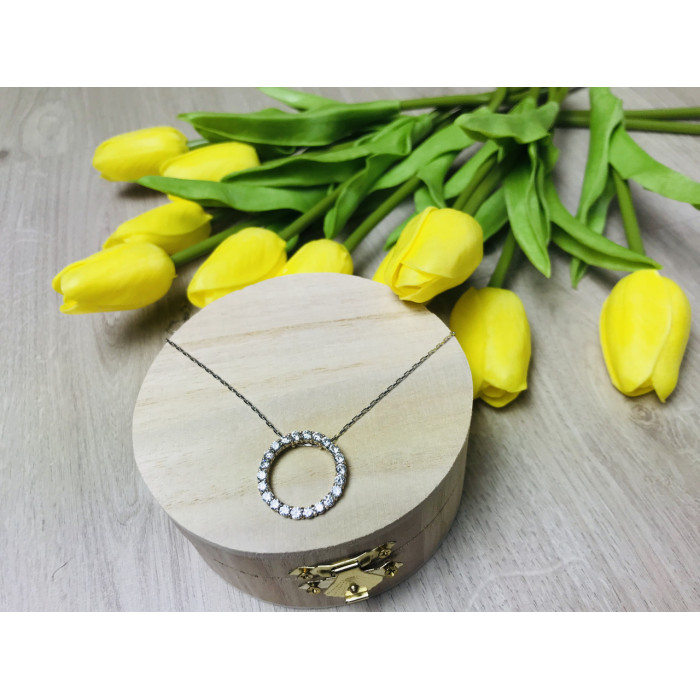 Sky Jewelry Серебряная цепочка с кулоном фианиты