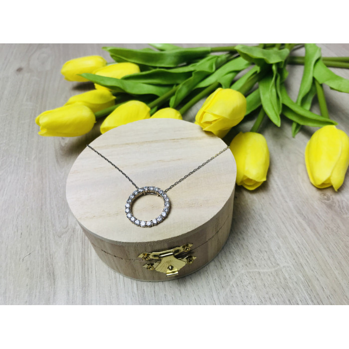 Sky Jewelry Серебряная цепочка с кулоном фианиты