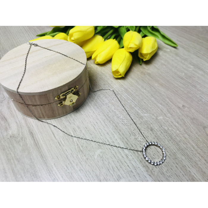 Sky Jewelry Серебряная цепочка с кулоном фианиты