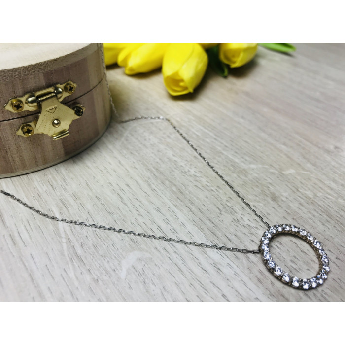 Sky Jewelry Серебряная цепочка с кулоном фианиты