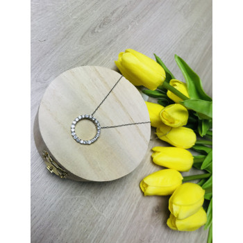 Sky Jewelry Серебряная цепочка с кулоном фианиты