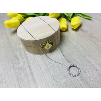 Sky Jewelry Серебряная цепочка с кулоном фианиты