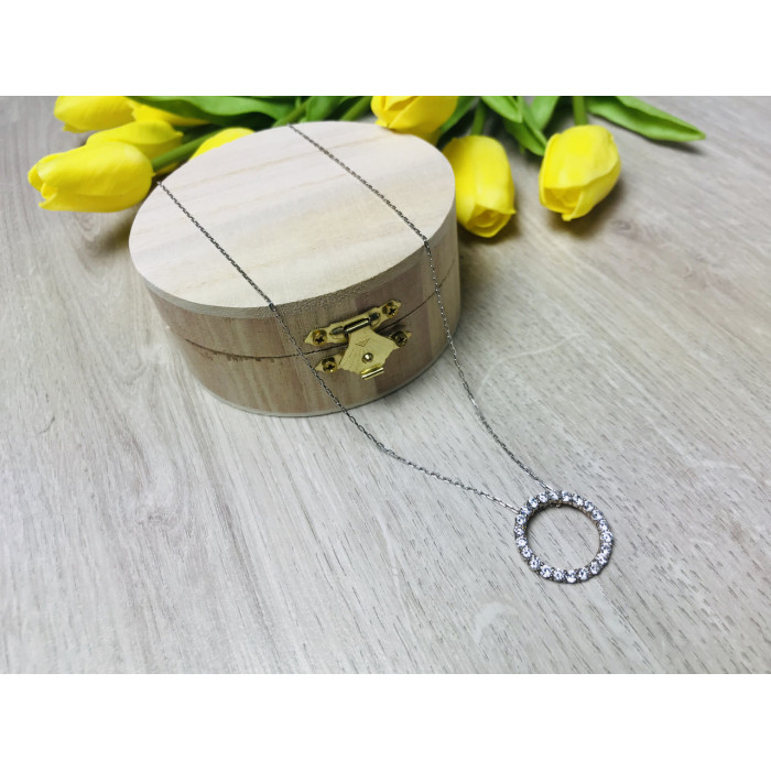 Sky Jewelry Серебряная цепочка с кулоном фианиты