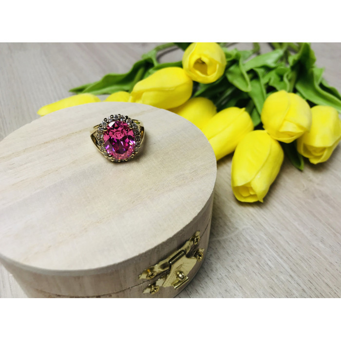 Sky Jewelry Серебряное кольцо в позолоте с розовым фианитом