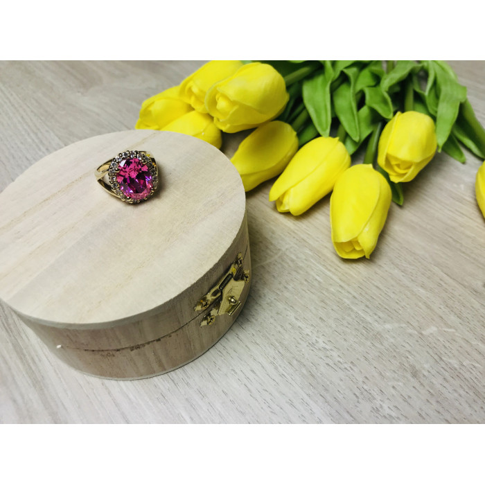 Sky Jewelry Серебряное кольцо в позолоте с розовым фианитом