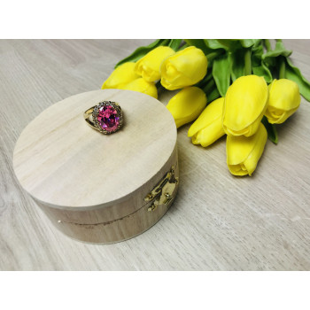 Sky Jewelry Серебряное кольцо в позолоте с розовым фианитом