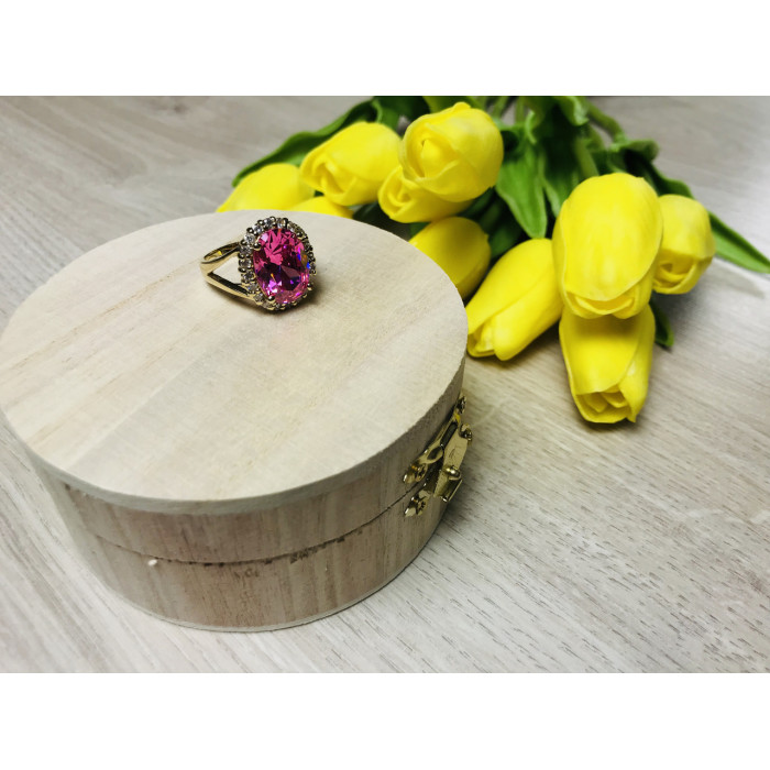 Sky Jewelry Серебряное кольцо в позолоте с розовым фианитом