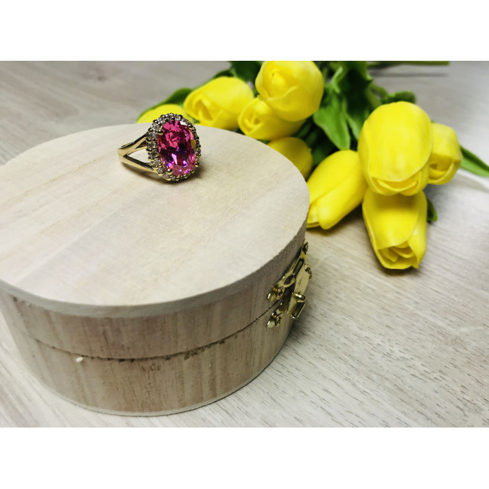 Sky Jewelry Серебряное кольцо в позолоте с розовым фианитом