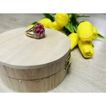 Sky Jewelry Серебряное кольцо в позолоте с розовым фианитом