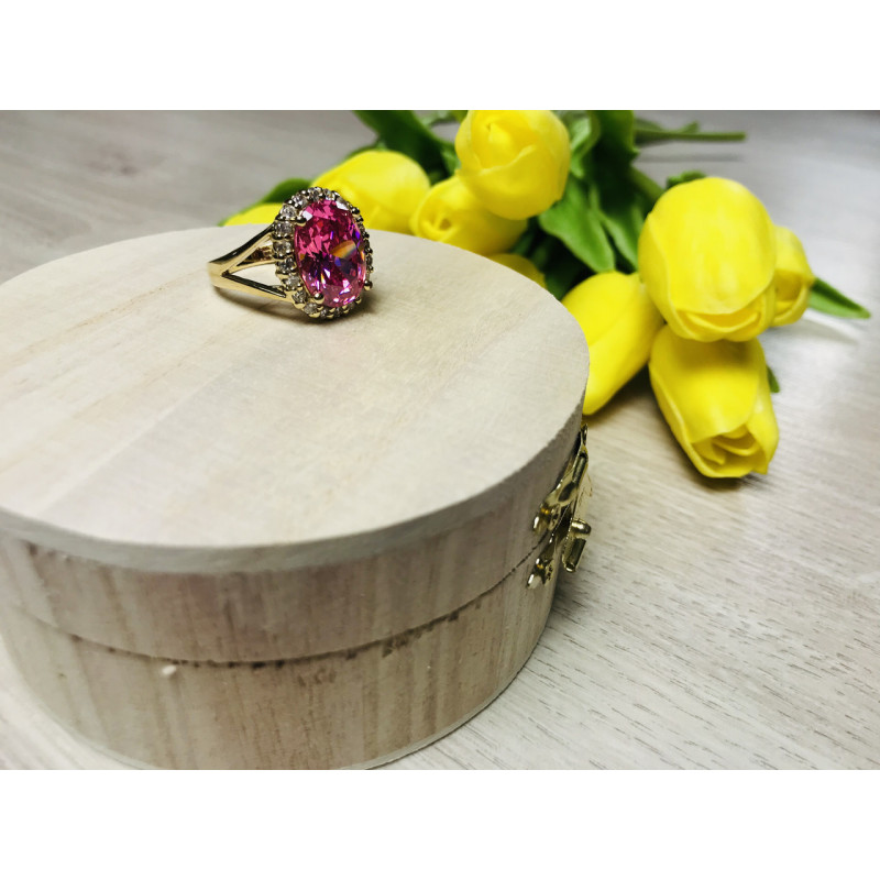 Sky Jewelry Серебряное кольцо в позолоте с розовым фианитом