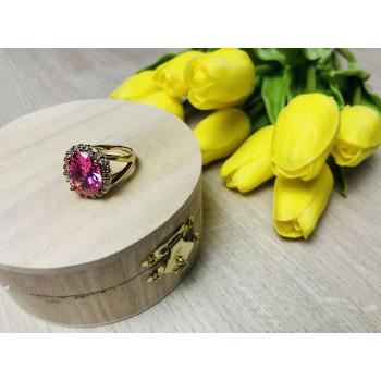 Sky Jewelry Серебряное кольцо в позолоте с розовым фианитом