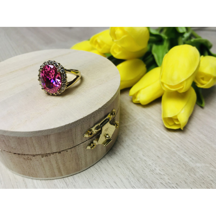 Sky Jewelry Серебряное кольцо в позолоте с розовым фианитом