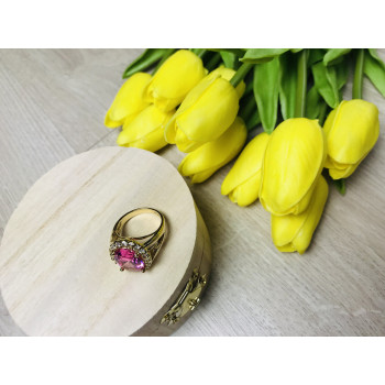 Sky Jewelry Серебряное кольцо в позолоте с розовым фианитом