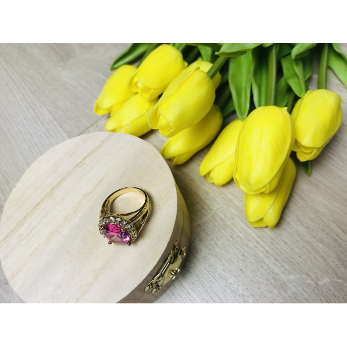 Sky Jewelry Серебряное кольцо в позолоте с розовым фианитом
