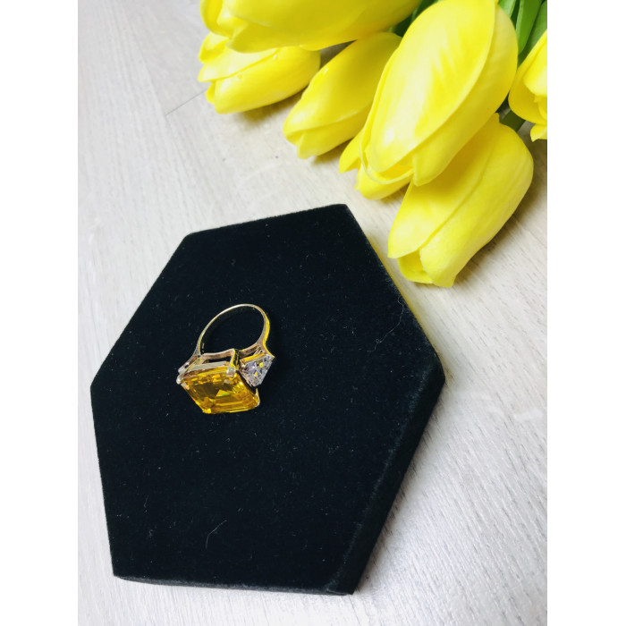 Sky Jewelry Серебряное кольцо в позолоте с желтым фианитом