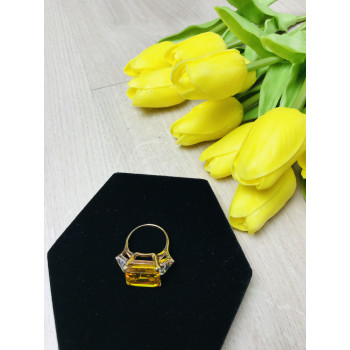 Sky Jewelry Серебряное кольцо в позолоте с желтым фианитом