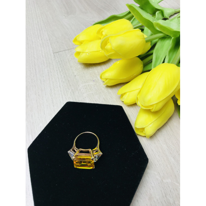 Sky Jewelry Серебряное кольцо в позолоте с желтым фианитом