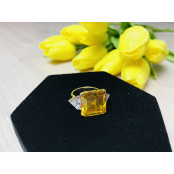 Sky Jewelry Серебряное кольцо в позолоте с желтым фианитом