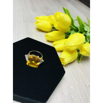 Sky Jewelry Серебряное кольцо в позолоте с желтым фианитом